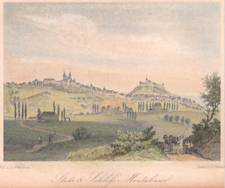 Stahlstich Stadt und Schloss Montabaur