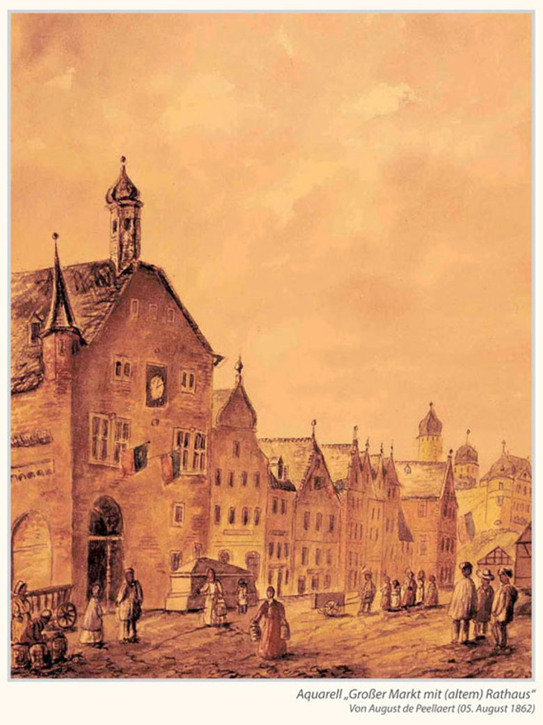 Aquarell "Großer Markt mit (altem) Rathaus" (März)
