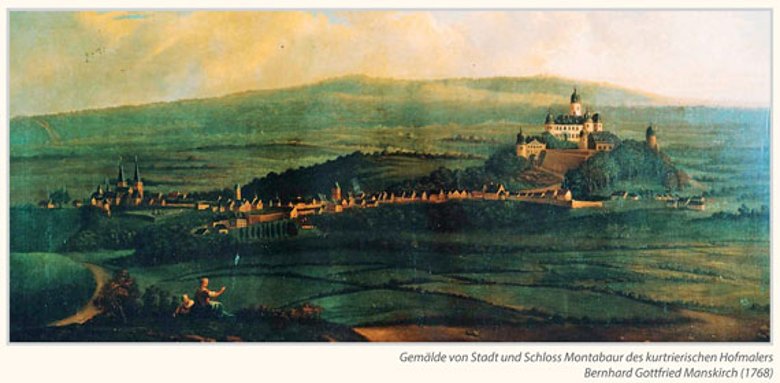 Gemälde von Stadt und Schloss Montabaur des kurtrierischen Hofmalers Bernhard Gottfried Manskirch (1768)