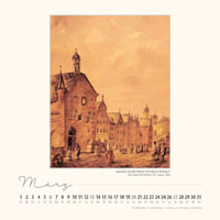 Aquarell „Großer Markt mit (altem) Rathaus“                (März)