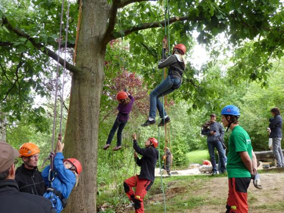 Das Kletterangebot an Bäumen von der Baumpflege Wirges aus Bendorf wurde rege genutzt Das Kletterangebot an Bäumen von der Baumpflege Wirges aus Bendorf wurde rege genutzt