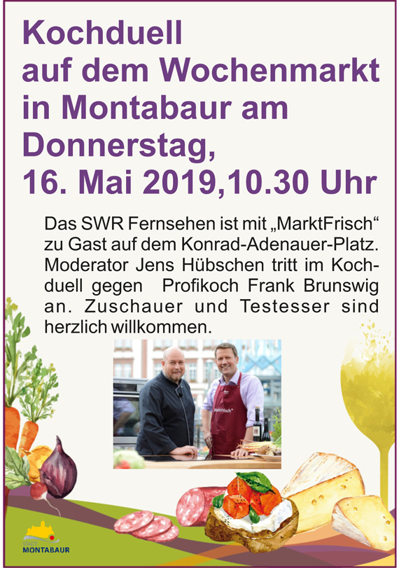 Überredungskünstler Jens Hübschen (li.) und Gourmet-Koch Frank Brunswig (re.) besuchen die Wochenmärkte im Südwesten. Ihr Ziel: frische Ware kaufen, frisch zubereiten und frisch genießen. Bild: SWR/Ben Pakalski Überredungskünstler Jens Hübschen (li.) und Gourmet-Koch Frank Brunswig (re.) besuchen die Wochenmärkte im Südwesten. Ihr Ziel: frische Ware kaufen, frisch zubereiten und frisch genießen. Bild: SWR/Ben Pakalski