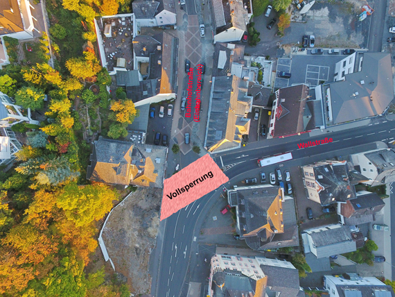 Vollsperrung Bahnhofstraße (Einbahnbereich) 18. - 23. Juli 2022 (Bild: Stadt Montabaur / Olaf Nitz)