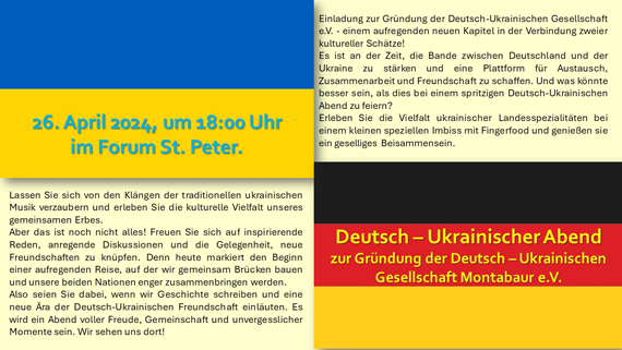 Deutsch-ukrainischer Abend mit Gründung der deutsch-ukrainischen Gesellschaft e. V.