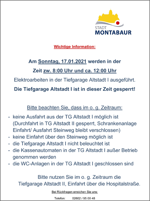 Elektroarbeiten in der Tiefgarage Altstadt I Elektroarbeiten in der Tiefgarage Altstadt I