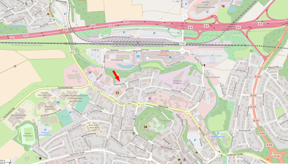 Aubachstraße (Quelle: OpenStreetMap) Aubachstraße (Quelle: OpenStreetMap)