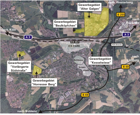 Luftbild Gewerbegebiet Stadt Montabaur
